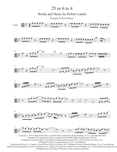 Free Sheet Music 25 Or 6 To 4 Viola Gtr Solo Incl