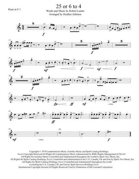 Free Sheet Music 25 Or 6 To 4