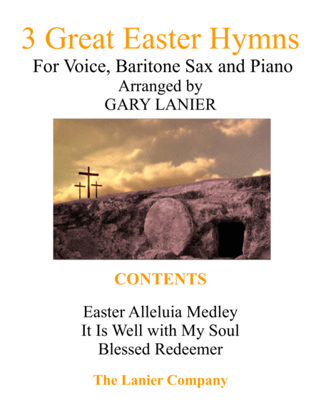 3 Great Easter Hymns Voice Baritone Sax Piano With Score Parts Sheet Music