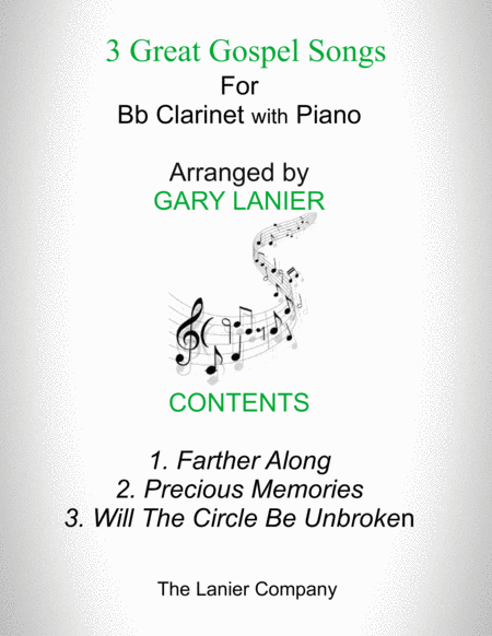 3 Great Gospel Songs For Bb Clarinet With Piano Instrument Part Included Sheet Music