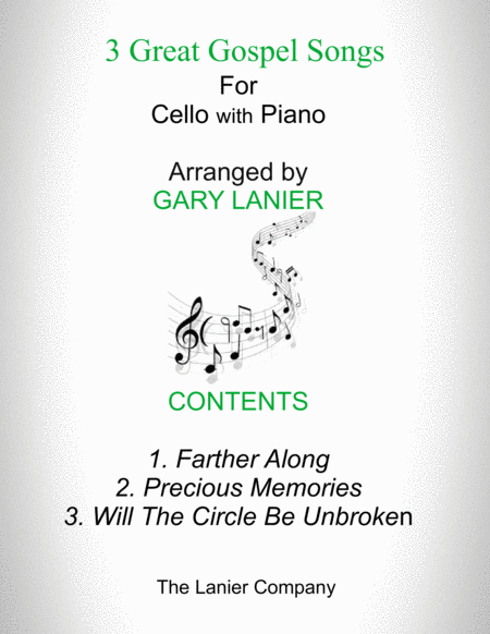 3 Great Gospel Songs For Cello With Piano Instrument Part Included Sheet Music