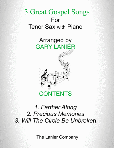 3 Great Gospel Songs For Tenor Sax With Piano Instrument Part Included Sheet Music