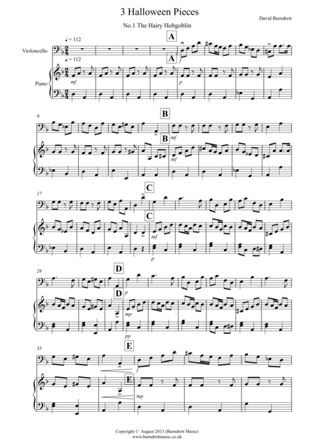 Free Sheet Music 3 Halloween Pieces For Cello And Piano
