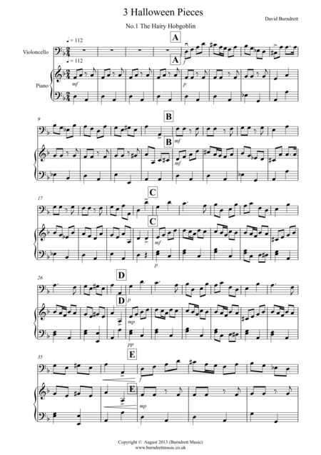 3 Halloween Pieces For Cello And Piano Sheet Music