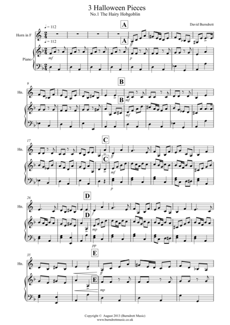 3 Halloween Pieces For French Horn And Piano Sheet Music