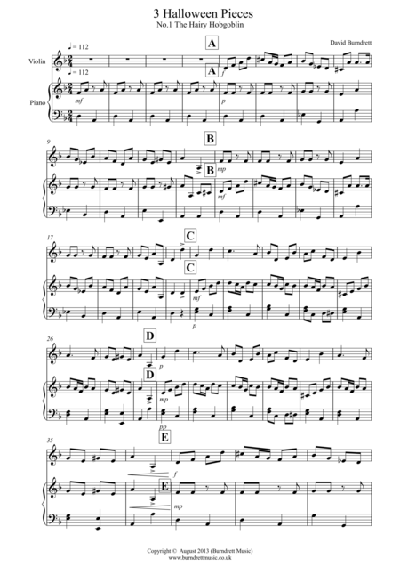 3 Halloween Pieces For Violin And Piano Sheet Music