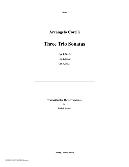 3 Trio Sonatas For Trombone Trio Sheet Music