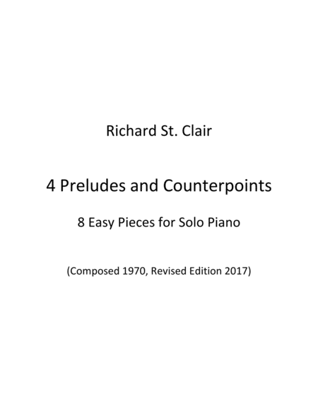 Free Sheet Music 4 Preludes And Counterpoints 8 Easy Pieces For Solo Piano