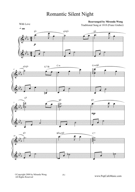 Free Sheet Music 4 Romantic Christmas Tunes For Piano Solo C Key