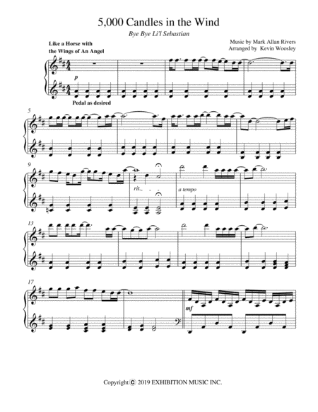 Free Sheet Music 5 000 Candles In The Wind
