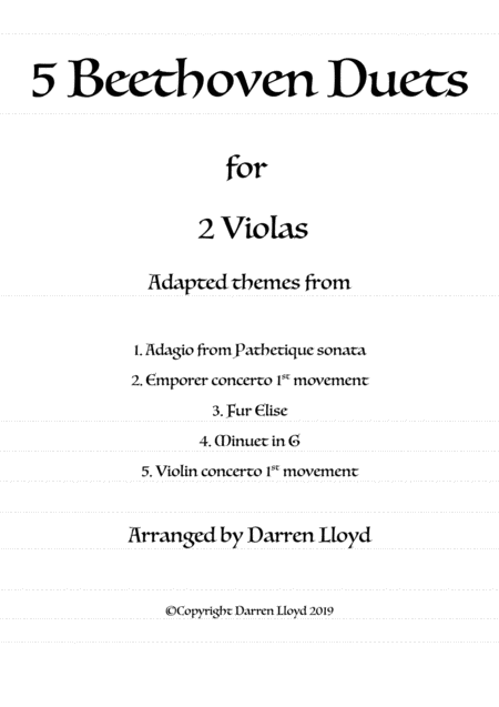 5 Beethoven Duets For 2 Violas Sheet Music