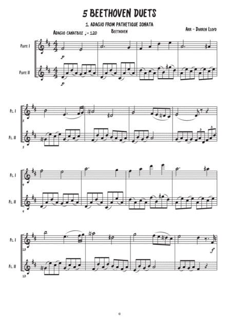 Free Sheet Music 5 Beethoven Duets For Flutes