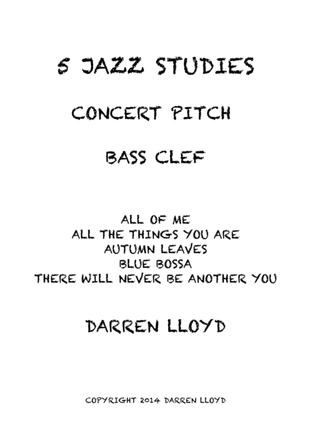 5 Intermediate Jazz Studies For Bass Clef Concert Pitch Instruments Sheet Music