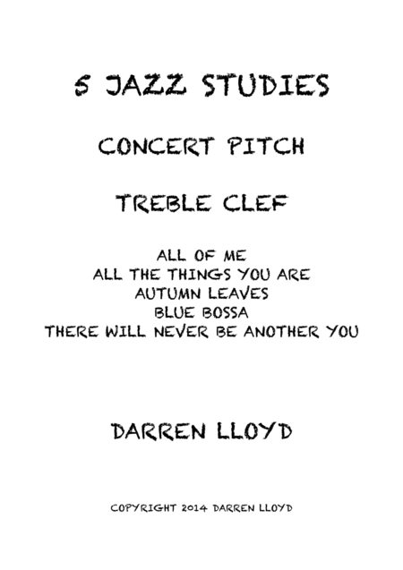 Free Sheet Music 5 Intermediate Jazz Studies For Concert Pitch Instruments