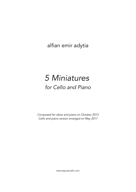 5 Miniatures For Cello Piano Sheet Music