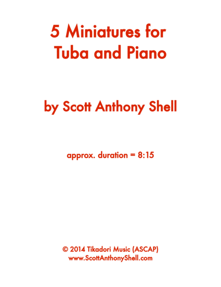 5 Miniatures For Tuba And Piano Sheet Music