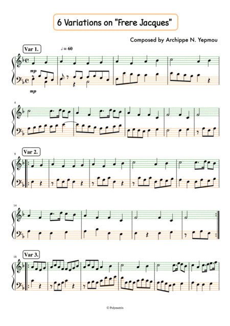 6 Little Variations On Frere Jacques Sheet Music