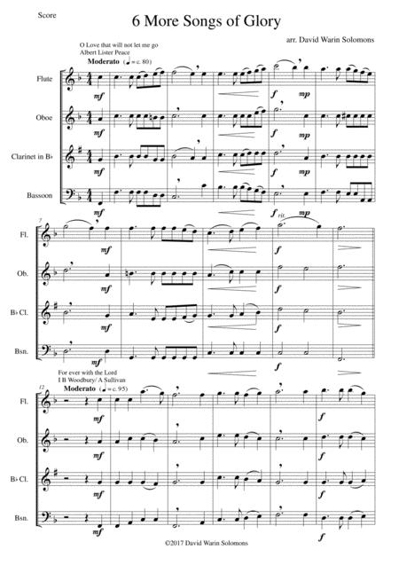 6 More Songs Of Glory For Wind Quartet Sheet Music