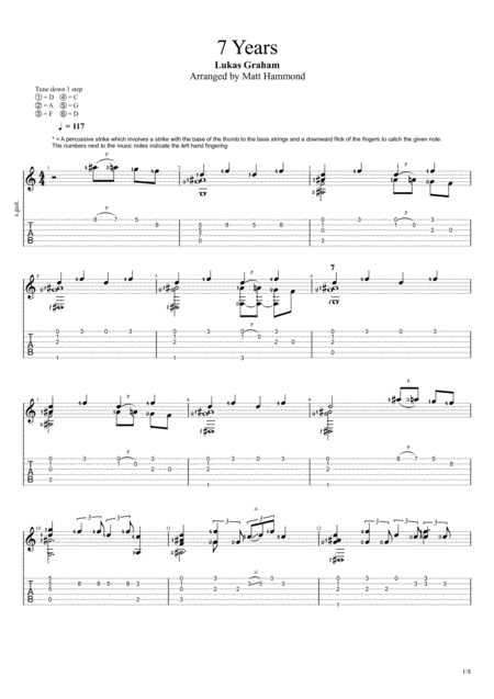 7 Years Lukas Graham Fingerstyle Acoustic Tabs Sheet Music