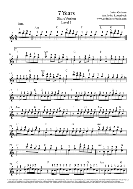 Free Sheet Music 7 Years