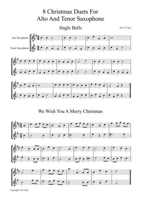 Free Sheet Music 8 Christmas Duets For Alto And Tenor Saxophone