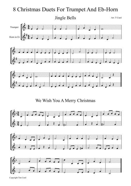 Free Sheet Music 8 Christmas Duets For Trumpet And Eb Horn