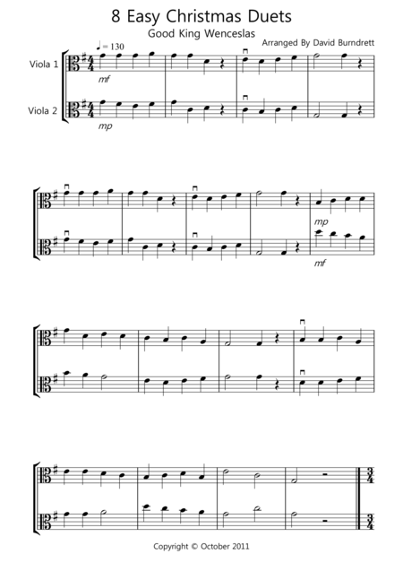 Free Sheet Music 8 Christmas Duets For Viola