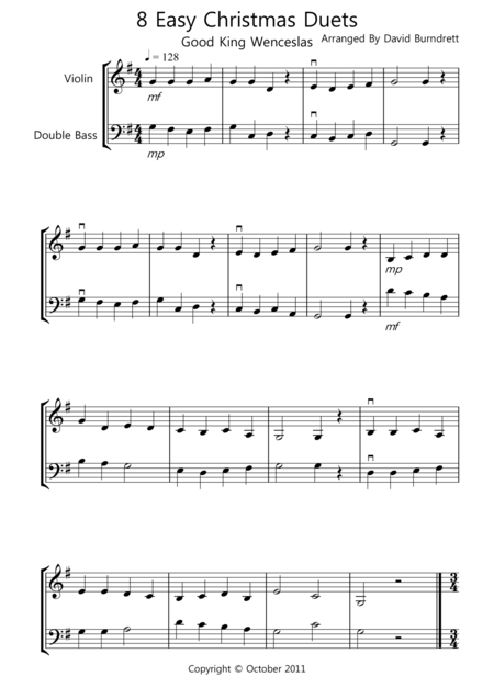 8 Christmas Duets For Violin And Double Bass Sheet Music