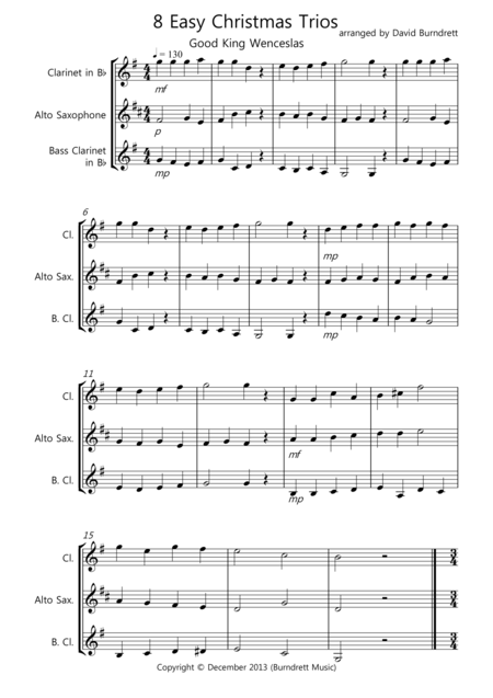 8 Easy Christmas Trios For Mixed Wind Sheet Music