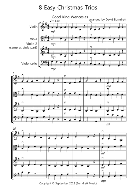 Free Sheet Music 8 Easy Christmas Trios For Strings