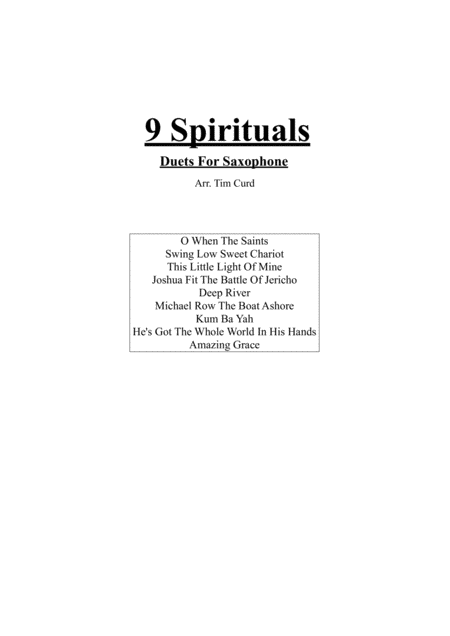 9 Spirituals Duets For Saxophone Sheet Music