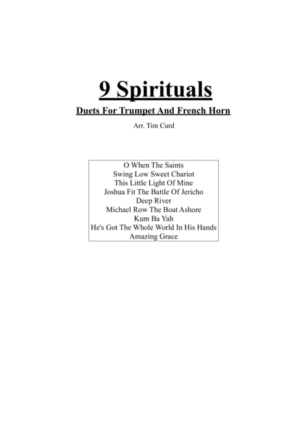 Free Sheet Music 9 Spirituals Duets For Trumpet And French Horn