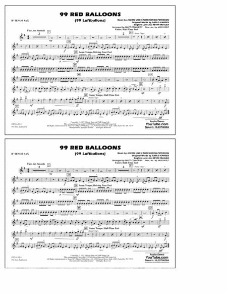 99 Red Balloons Arr Holt And Conaway Bb Tenor Sax Sheet Music