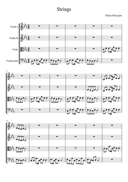 A 32 Measure Melody In String By Nikita Khryapin For String Quartet Sheet Music