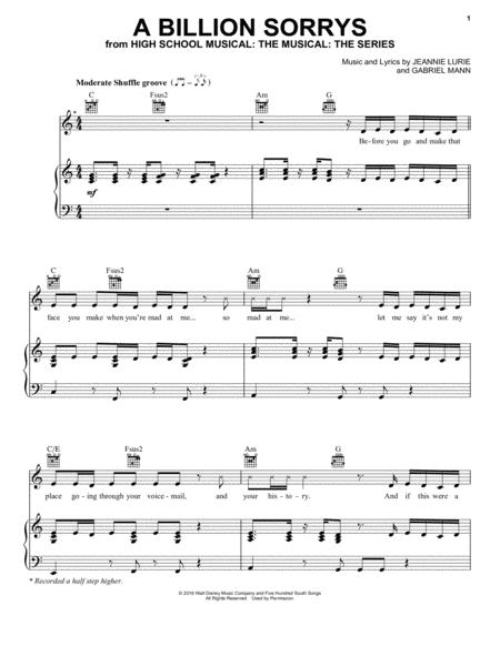 Free Sheet Music A Billion Sorrys From High School Musical The Musical The Series