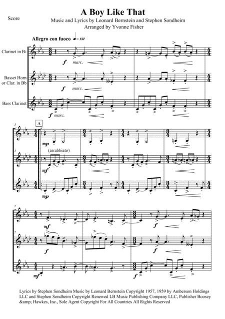 A Boy Like That From West Side Story Sheet Music