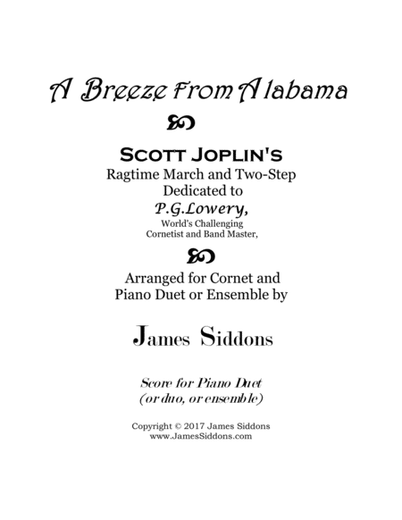 A Breeze From Alabama Piano Duet Or Ensemble Part Sheet Music