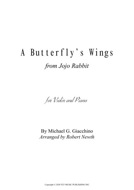 A Butterflys Wings From Jojo Rabbit For Violin And Piano Sheet Music