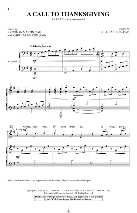 A Call To Thanksgiving Sheet Music