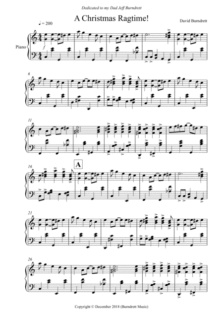 Free Sheet Music A Christmas Ragtime For Piano Solo