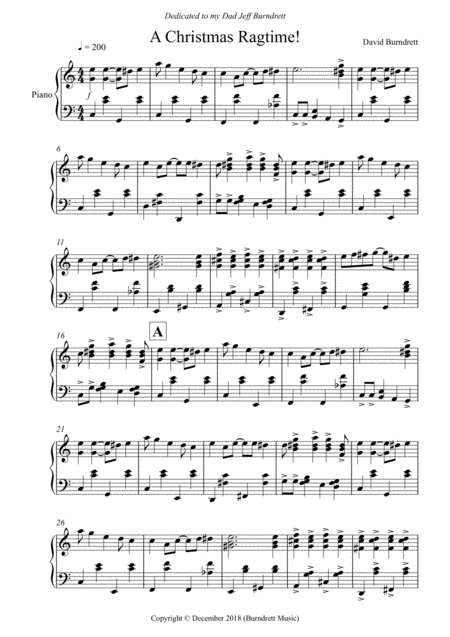 A Christmas Ragtime For Piano Solo Sheet Music