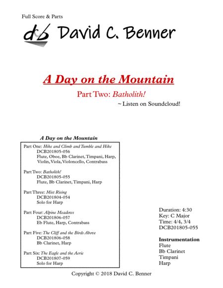 A Day On The Mountain Part 2 Batholith Sheet Music