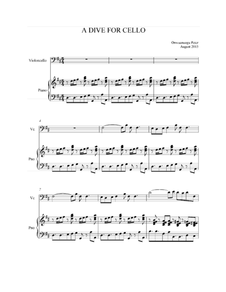 Free Sheet Music A Dive For Cello