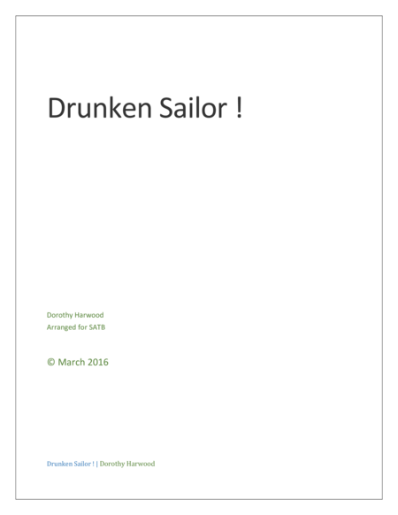 Free Sheet Music A Drunken Sailor