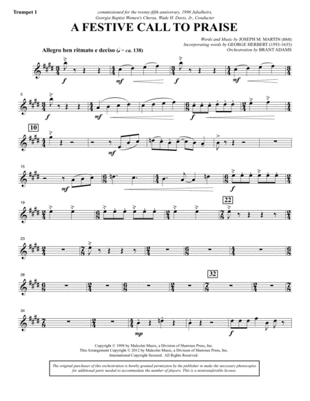 A Festive Call To Praise Bb Trumpet 1 Sheet Music