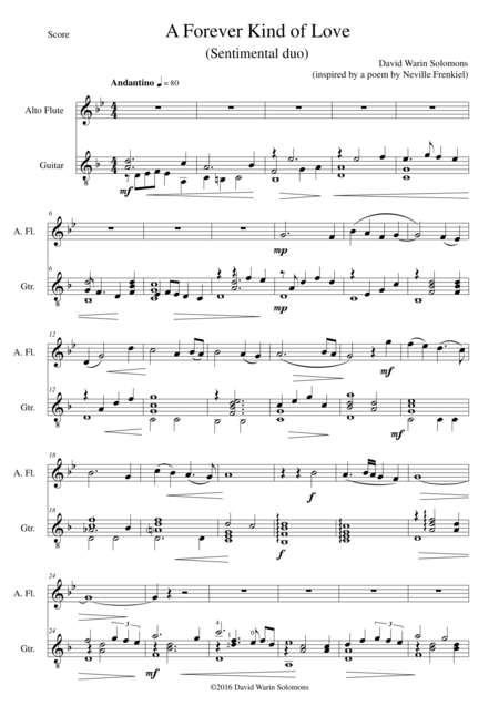 A Forever Kind Of Love Sentimental Duo For Alto Flute And Guitar Sheet Music