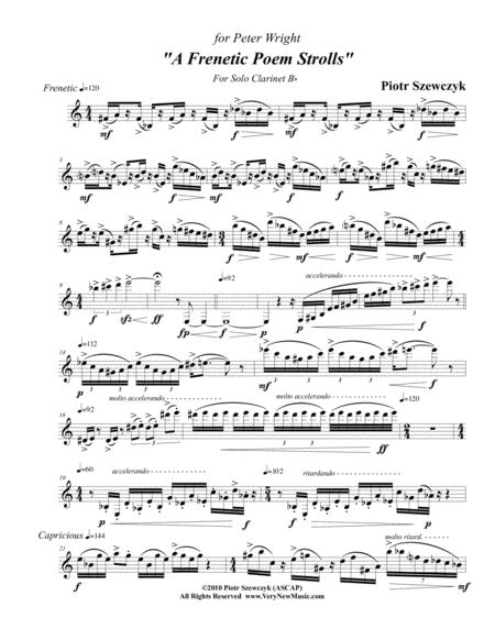 Free Sheet Music A Frenetic Poem Strolls For Clarinet Bb