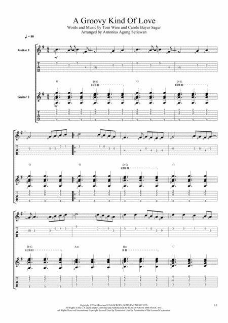 A Groovy Kind Of Love Duet Guitar Tablature Sheet Music