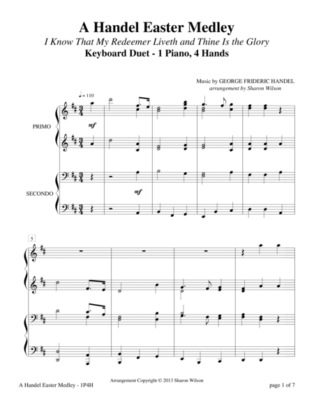 A Handel Easter Medley 1 Piano 4 Hands Sheet Music