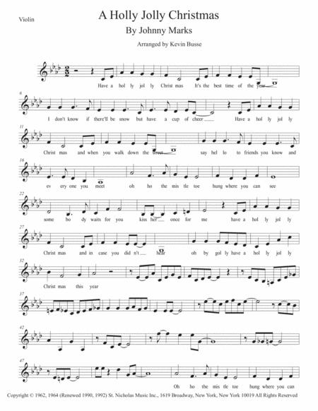 A Holly Jolly Christmas Original Key Violin Sheet Music